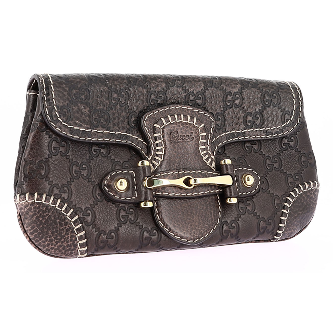 Gucci Pochette en Cuir Monogramme marron - Très bon état - 25x13 cm