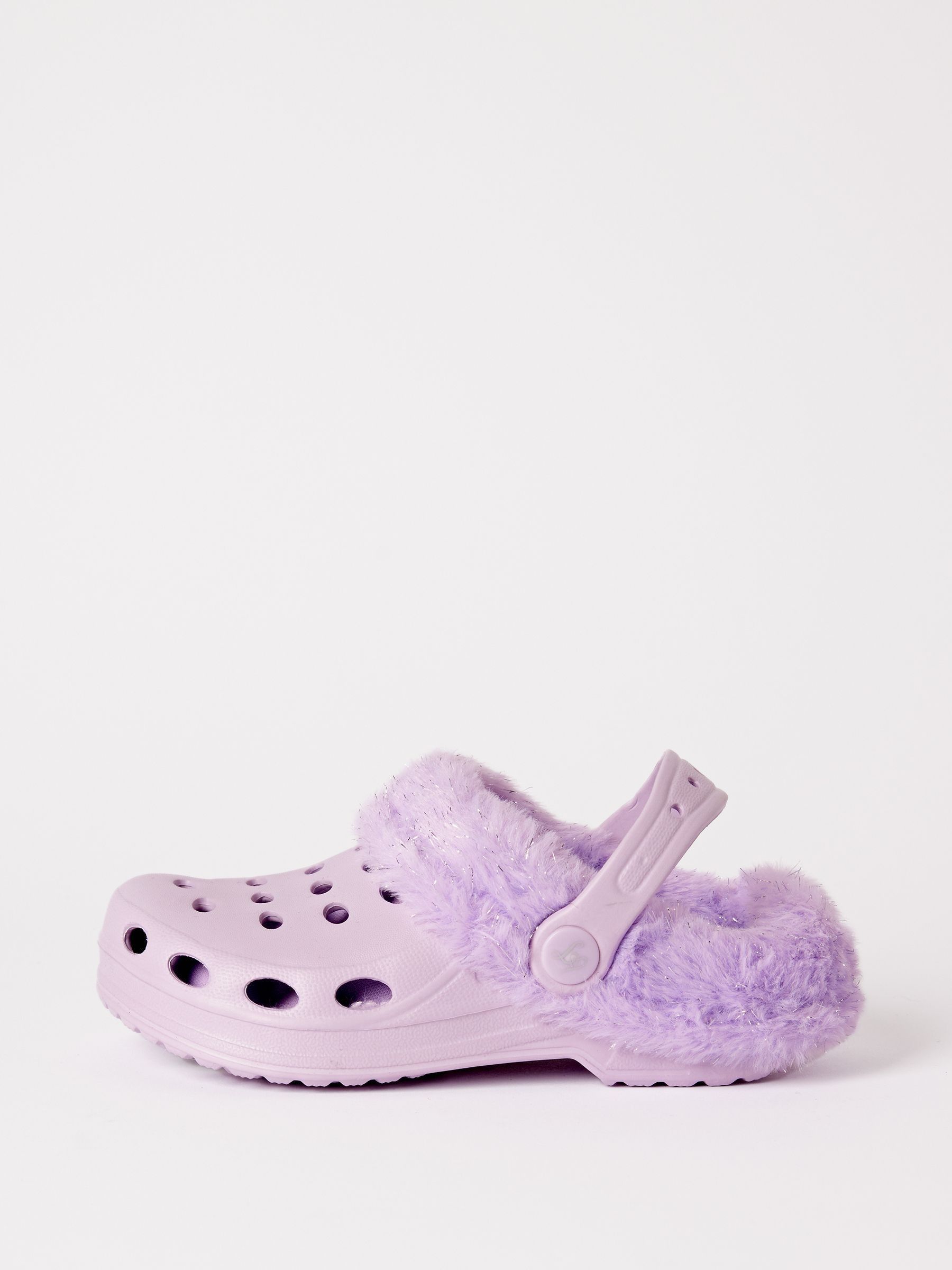 Lipsy fleece gevoerde klomppantoffels met imitatiebont