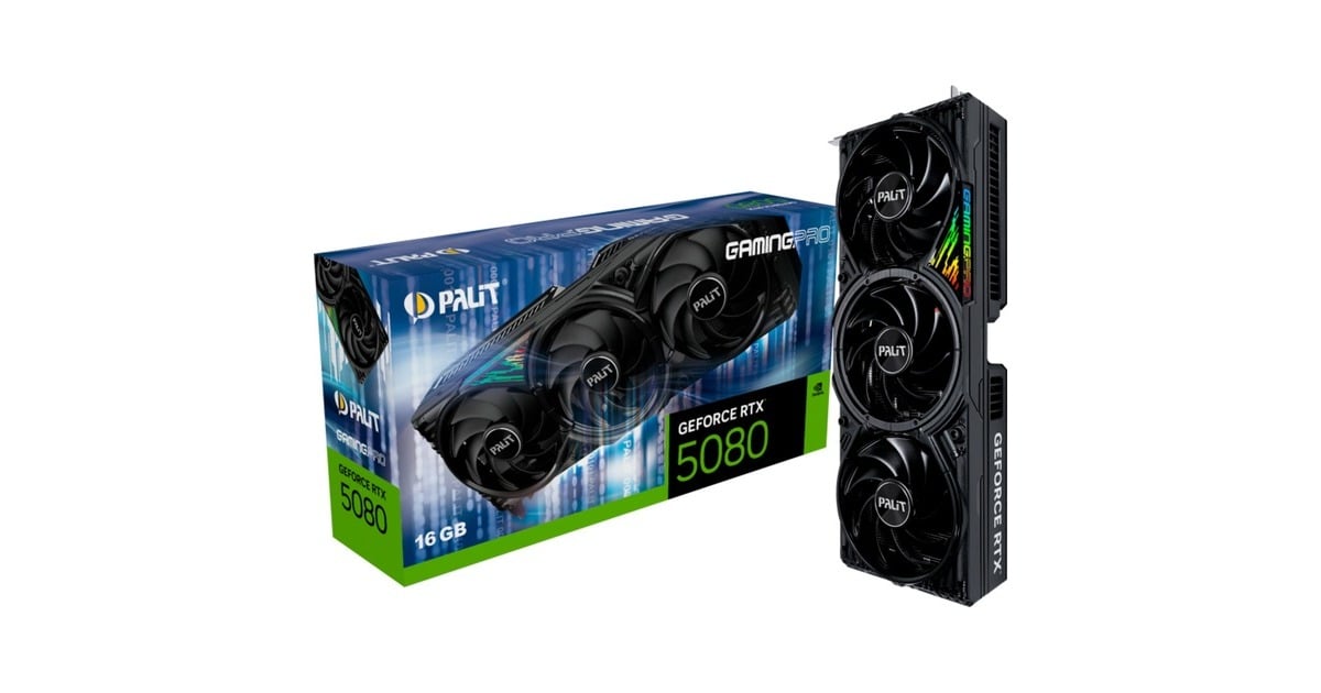 PalitGeForce RTX 5080 GamingPro grafische kaart  (DLSS 4, 3x DisplayPort, 1x HDMI 2.1)