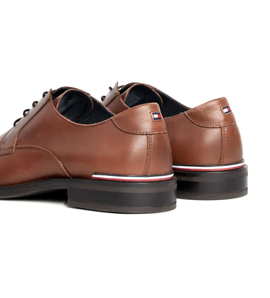 Sapatos Derby de couro marrom Tommy Hilfiger