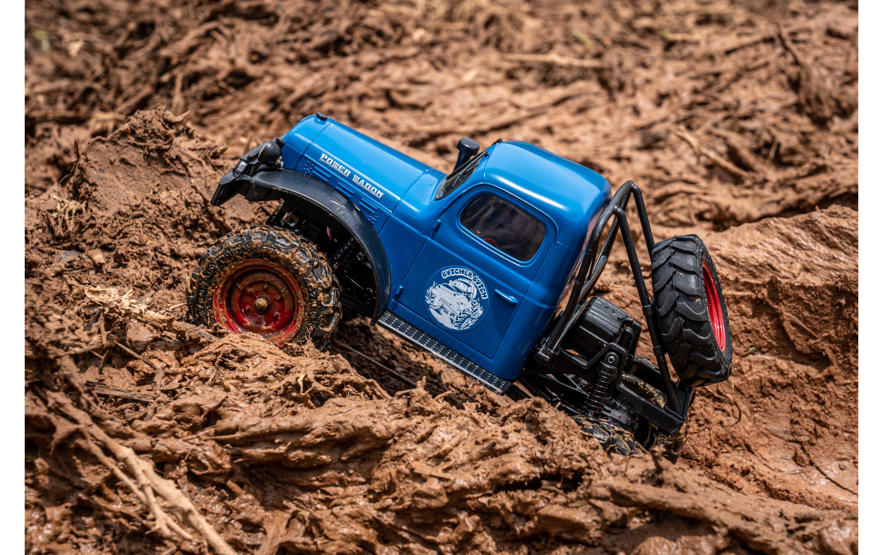 Scale Crawler FCX24 Power Wagon Mud-Racer, Blau 1:24, RTR<br>Rock Crawler im Miniformat mit 2-Gang Getriebe