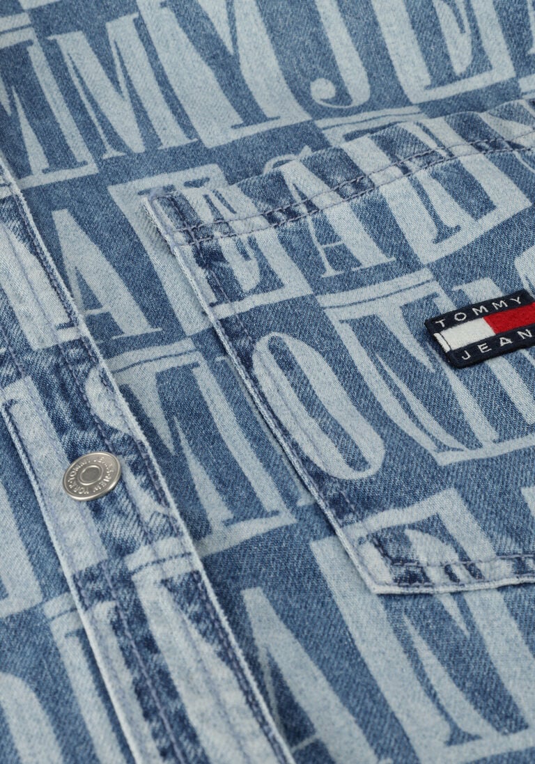 TOMMY JEANS blauwe tommy jeans spijkerjas tjw tj denim spellout overshirt