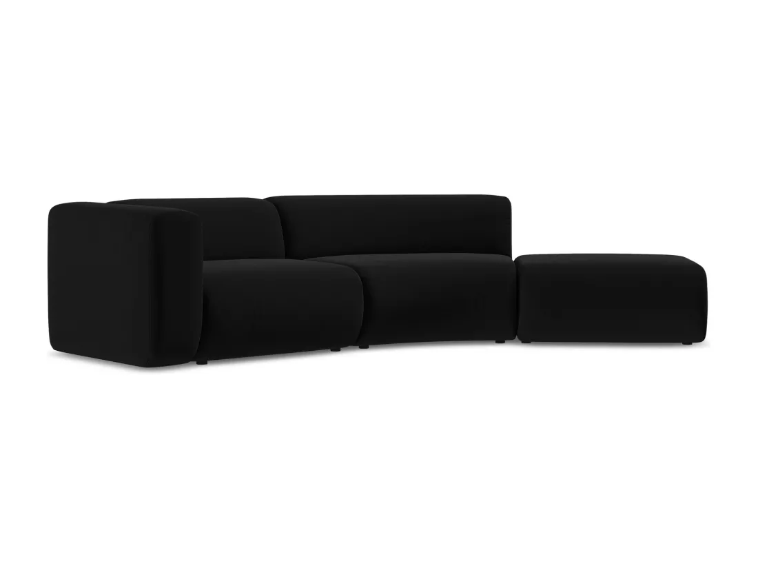 Canapé modulable 4 places droit en velours - noir - EKAHI