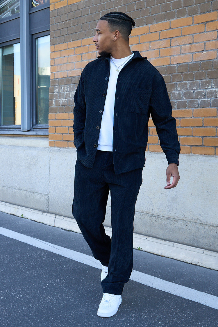 Ensemble chemise + pantalon large noir
