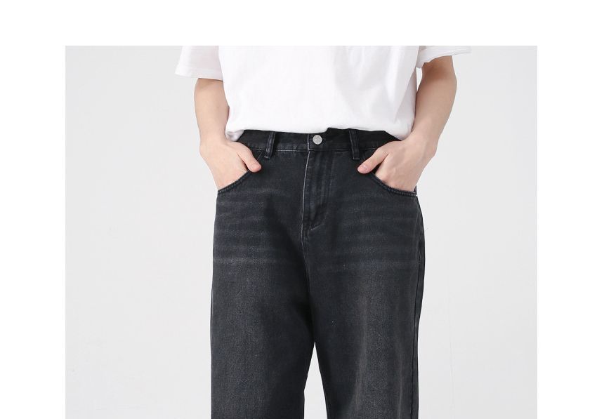 FAERIS - Mid Rise Washed Wide Leg Jeans
