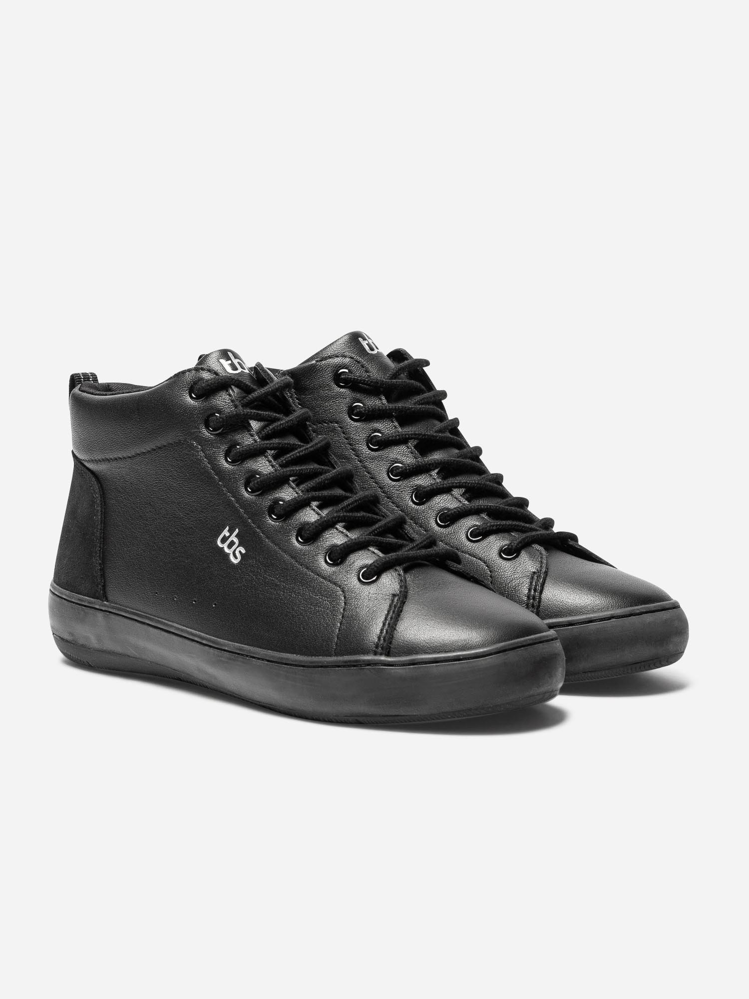 Tennis Montante Femme Zippées Dessus Cuir Noir
