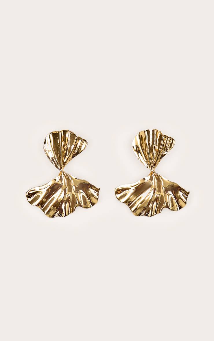 Doré Boucles D'oreilles Torsadées Plissées À Effet Statement