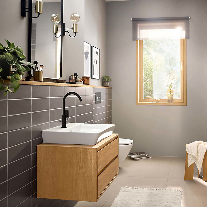 Mitigeur de lavabo Rebris E 210 avec bec orientable, tirette et vidage Noir mat