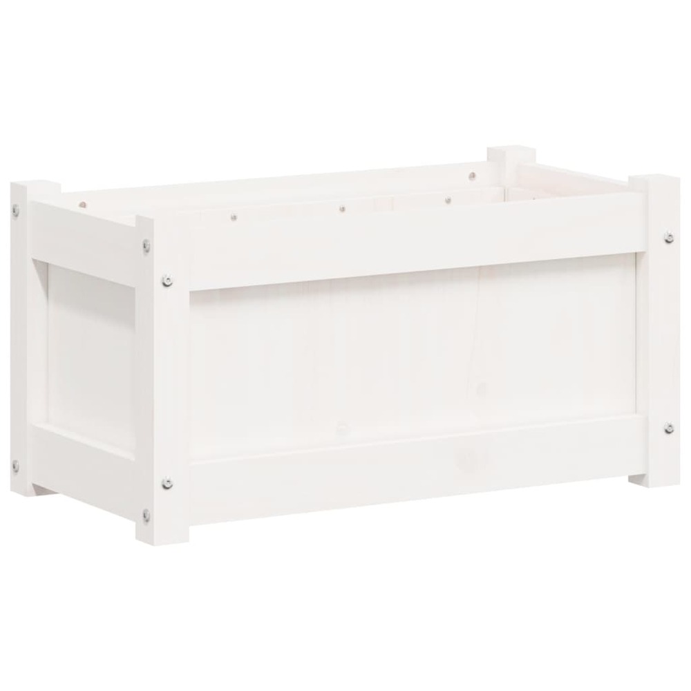 Jardinières 2 pcs blanc bois de pin massif