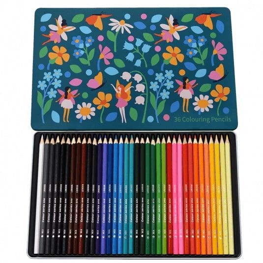 Boite de 36 crayons de couleur motifs fleurs Rex London