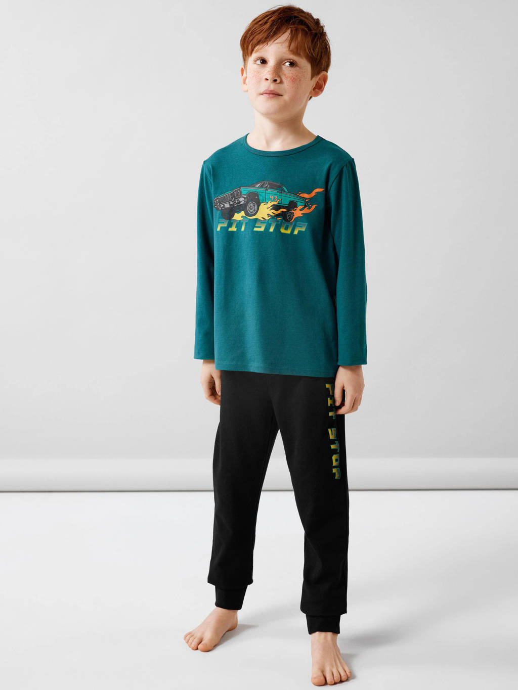 NAME IT pyjama NKMNIGHTSET CARS groen/zwart