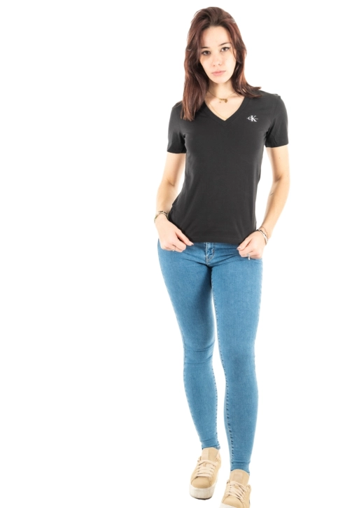 tee shirt calvin klein jeans micro monologo slim beh ck black