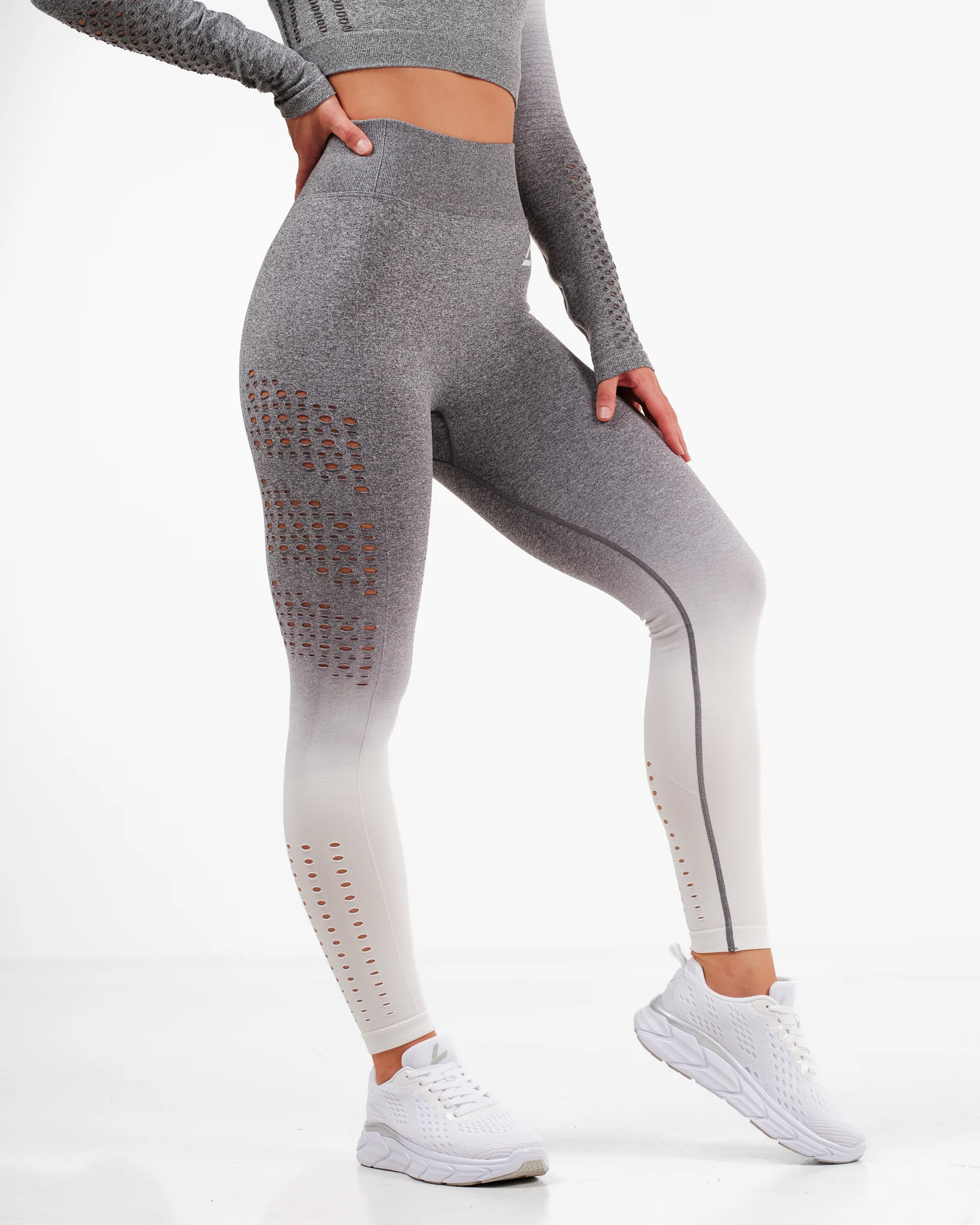 LEVITY Fade Mesh Seamless Tights Light Grey Ombre
