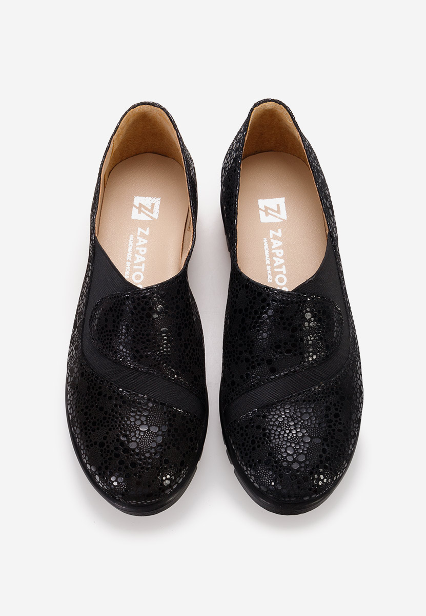 Chaussures casual femme en cuir noirs Janora V3