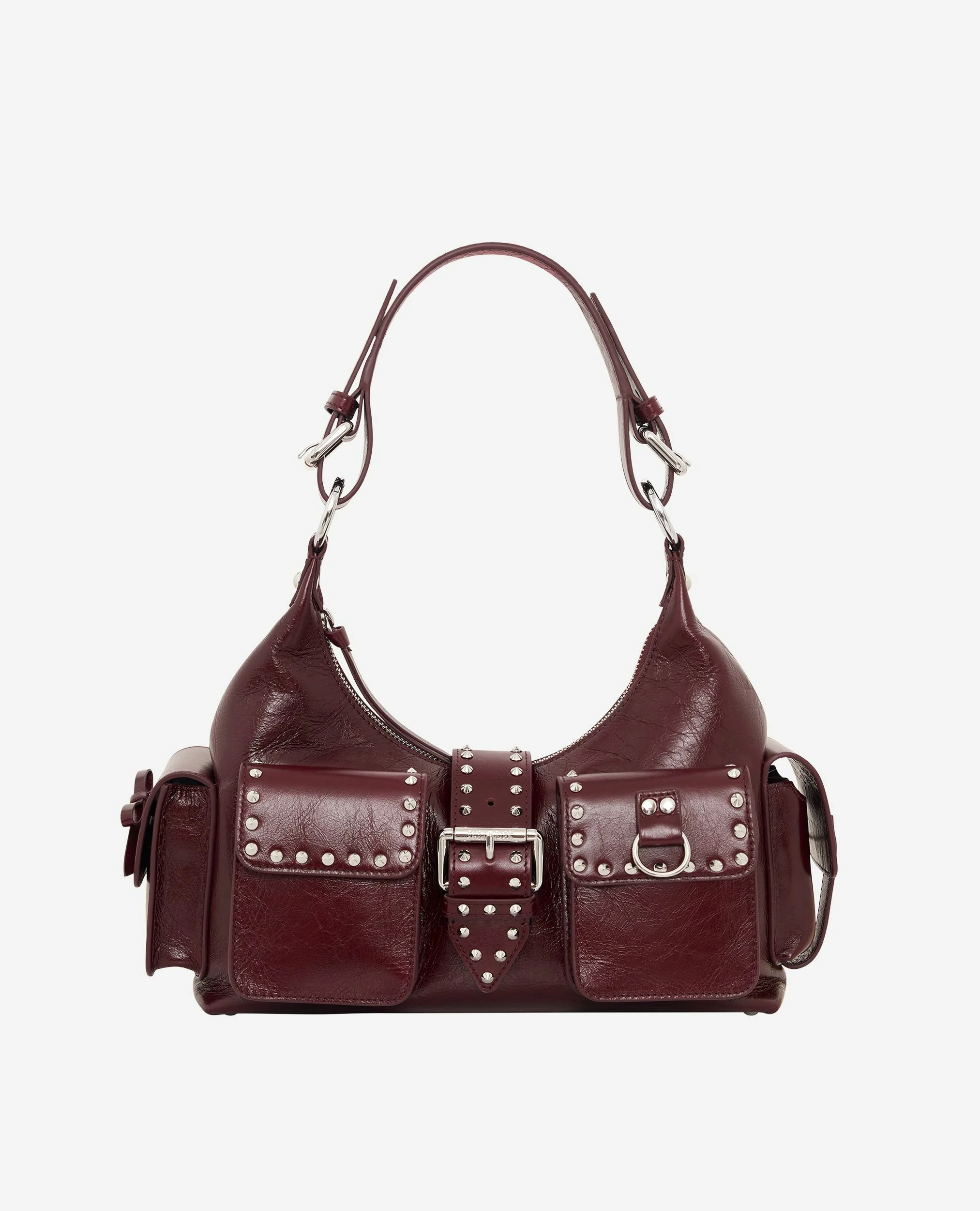 Sac Amelia en cuir craquelé bordeaux