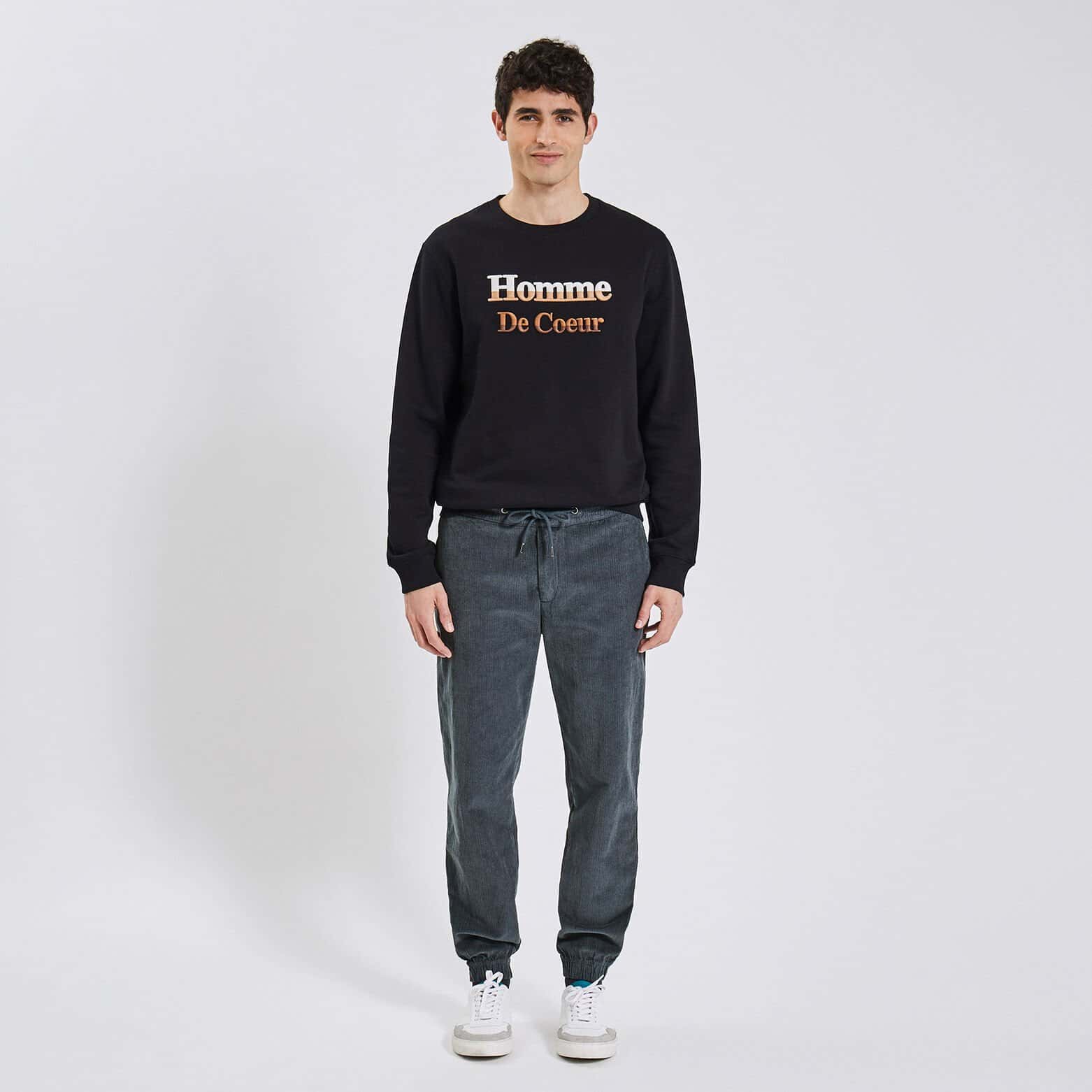 Pantalon jogging en velours Bleu moyen