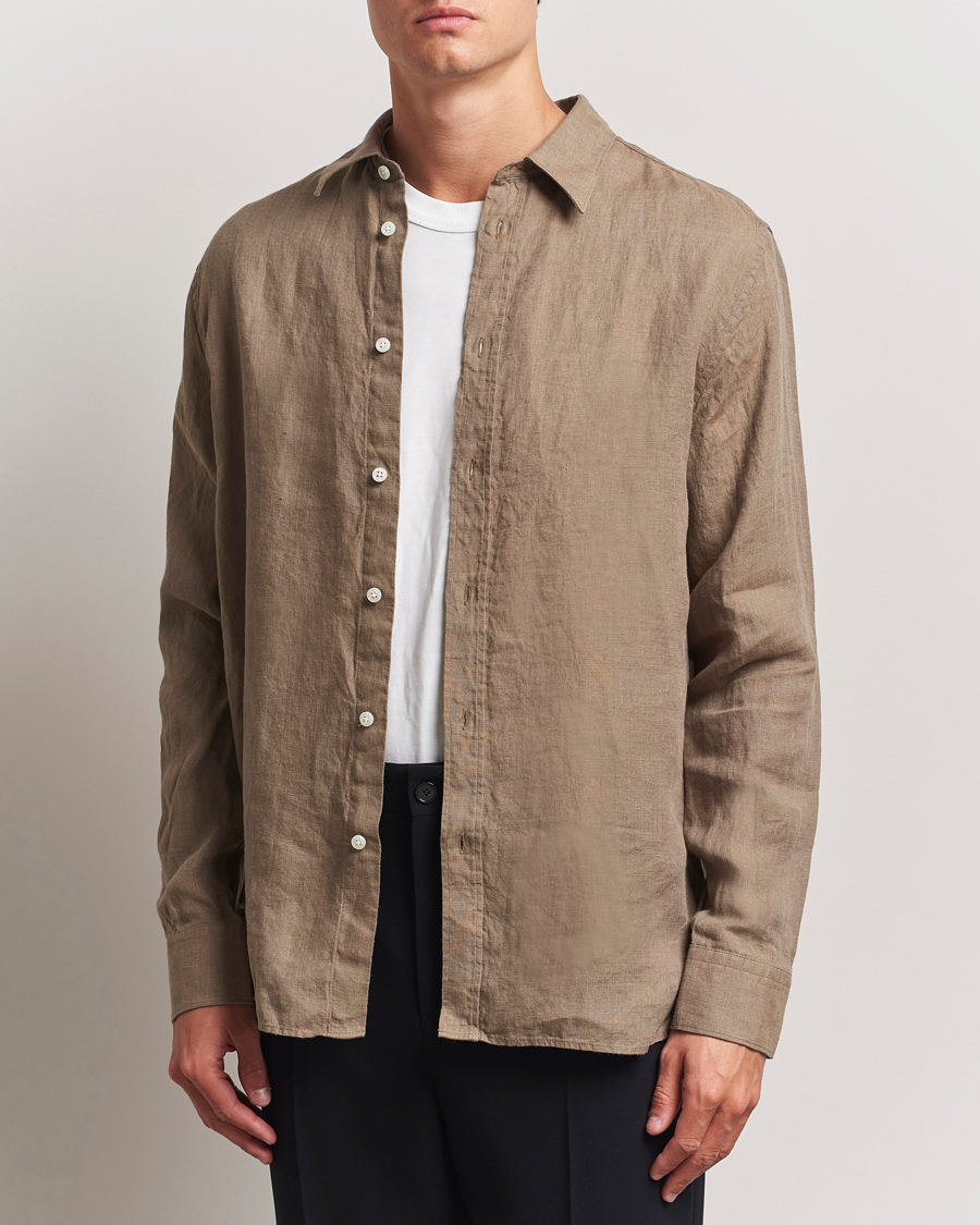 J.Lindeberg Linen Melange Shirt Nutmeg