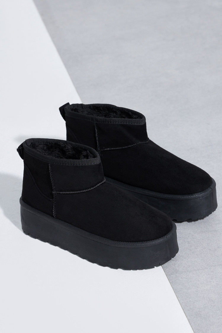 Bottine noire chausson en velours compensé montant