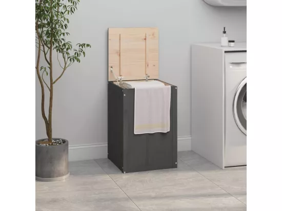 Boîte à linge Gris 44x44x66 Bois massif de pin