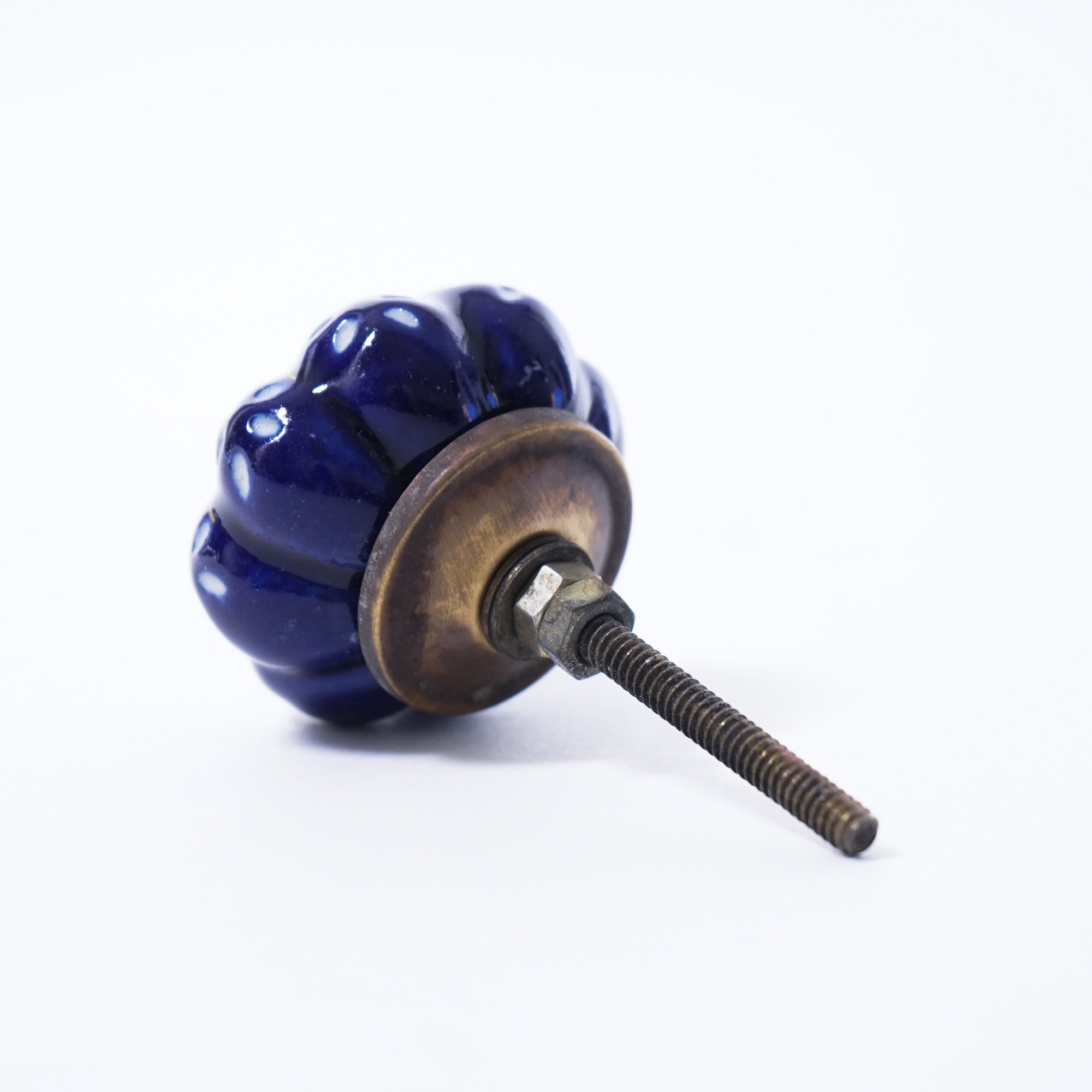 Keramik Möbelknopf 'Blume', handglasiert, dunkelblau, Ø 4 cm günstig bestellen