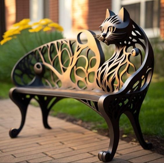 LAST DAY 80% OFFGarden art iron cat benches