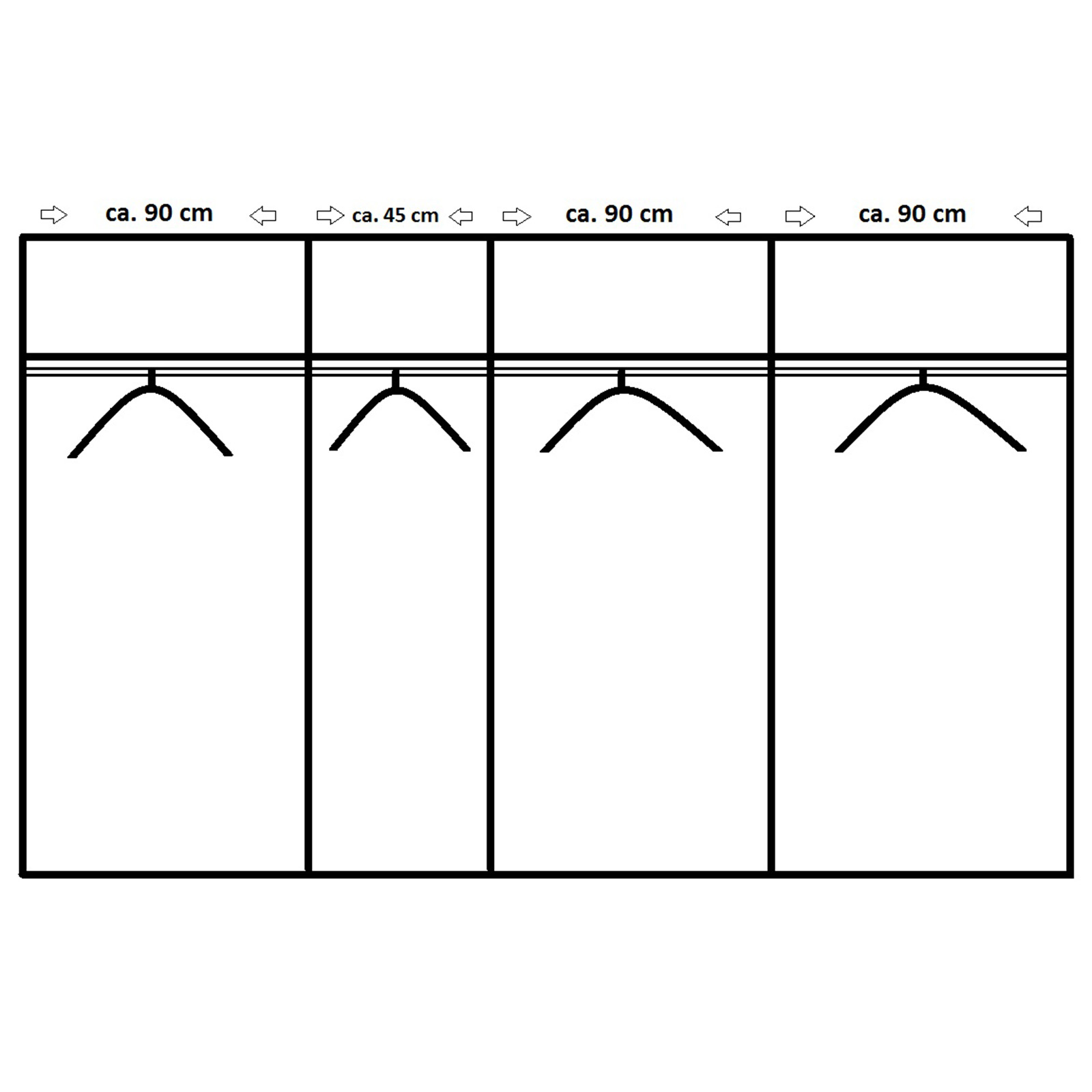Schwebetürenschrank - alpinweiß - 315 cm breit