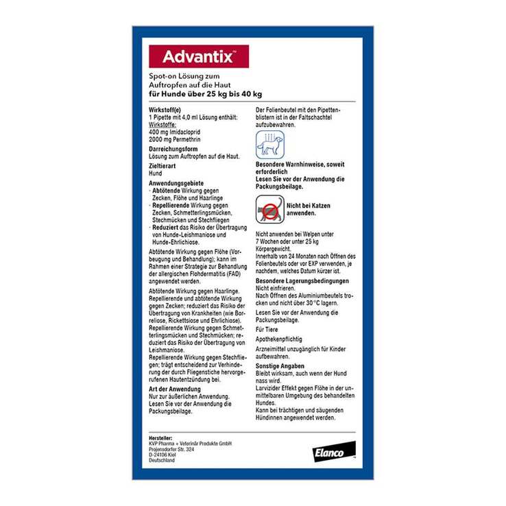 Advantix Spot-on Lösung Hund 25 - 40 kg, 4X4.0 ml