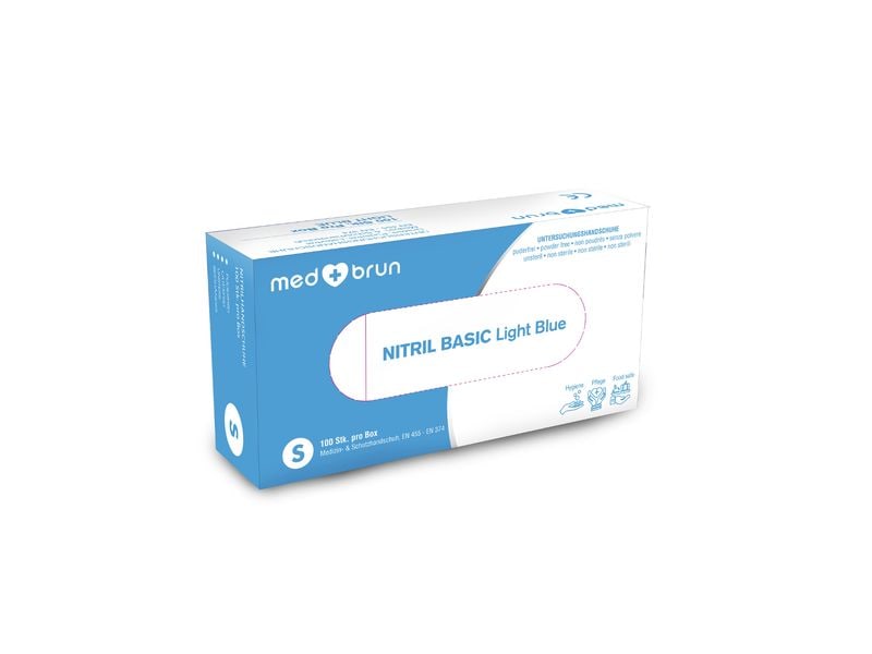 MedBrun Nitril Basic M, Blau , 100 Stk Einweg Medizin- und Schutzhandschuh