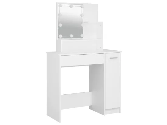 Ensemble de coiffeuse avec LED Blanc Bois d'ingénierie