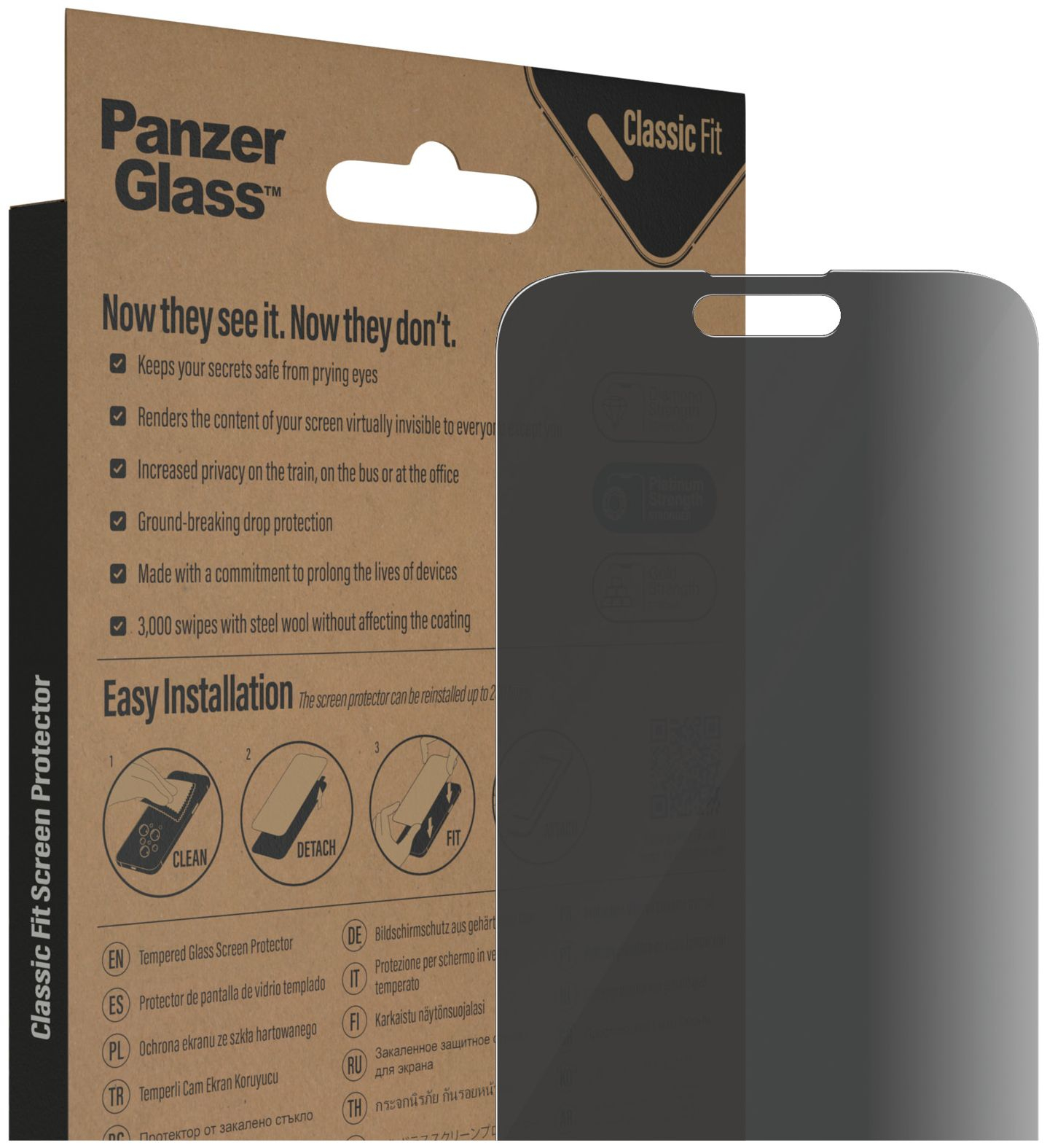 iPhone 14 Pro Max Antibakterielle Privacy Panzer Glas Displayschutz Case Friendly (P2770)