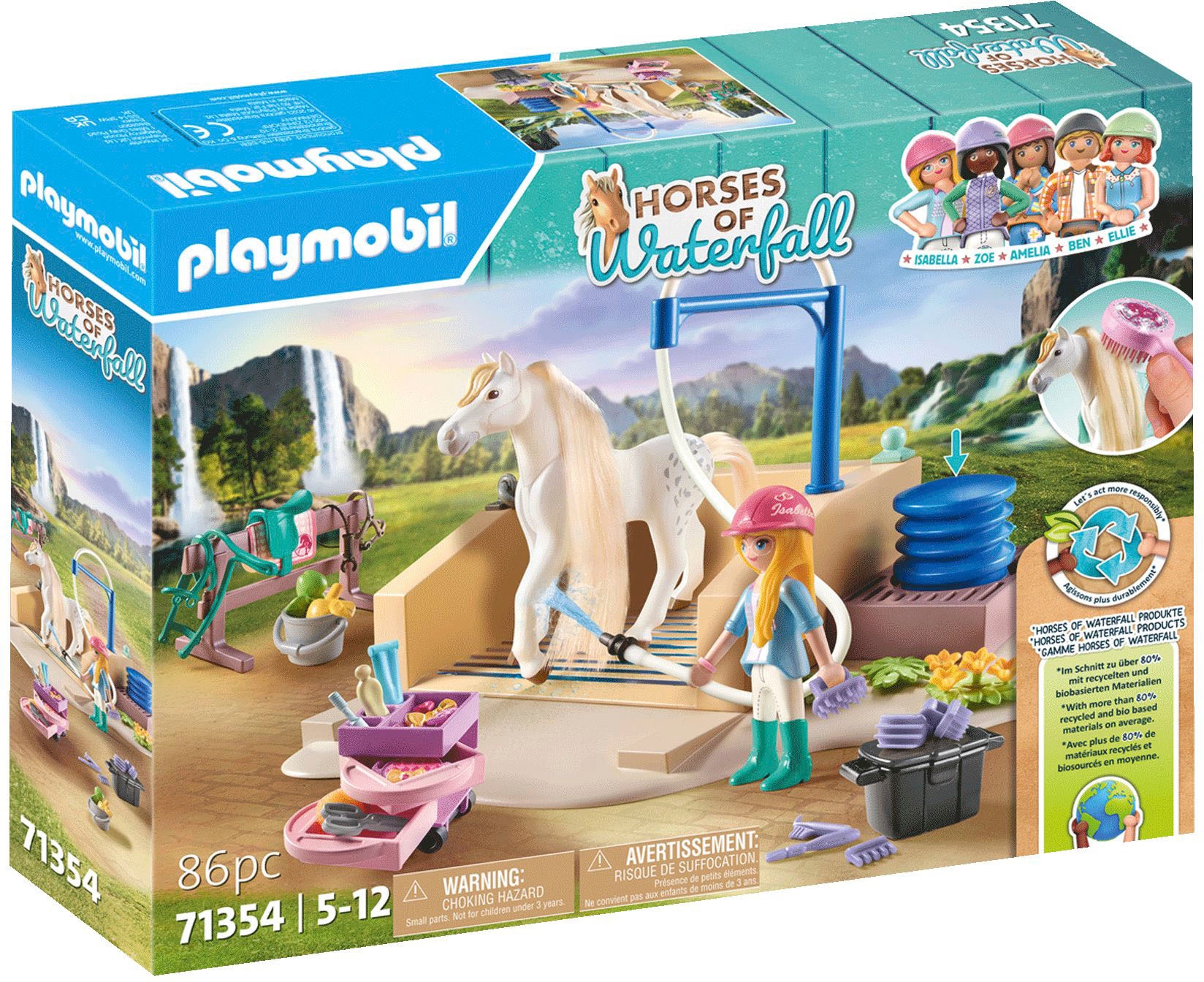 Playmobil® Konstruktions-Spielset »Isabella & Lioness mit Waschplatz (71354), Horses of Waterfall« teilweise aus recyceltem Material