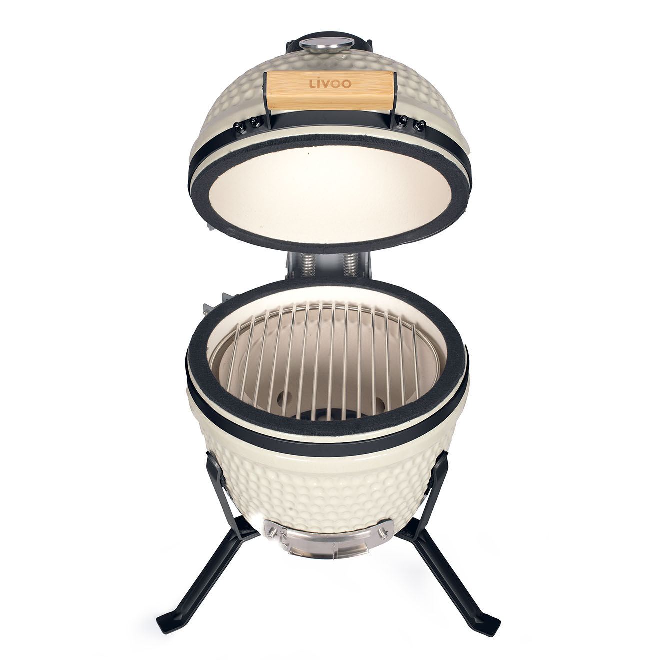 Livoo Barbecue céramique Kamado écru - 35x40.5x55 cm
