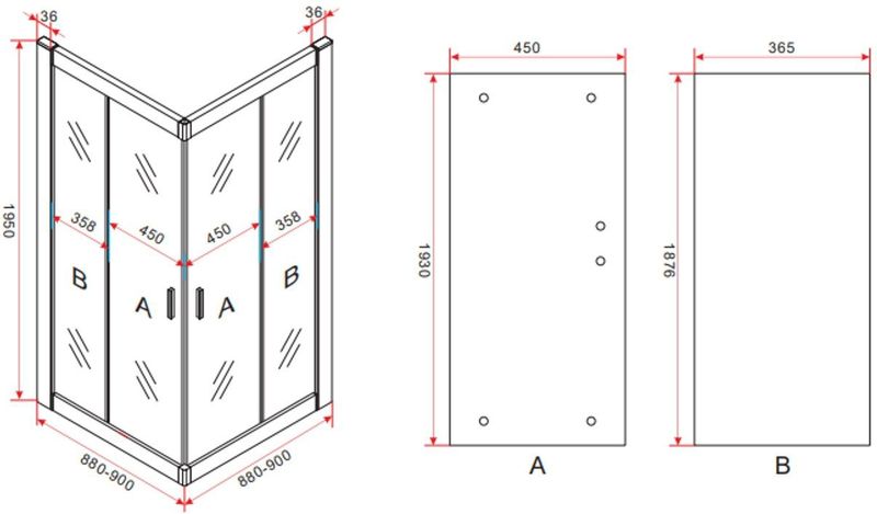 Douchecabine Aquasplash Aloni 90x90x195 cm Chroom Profiel Aquasplash