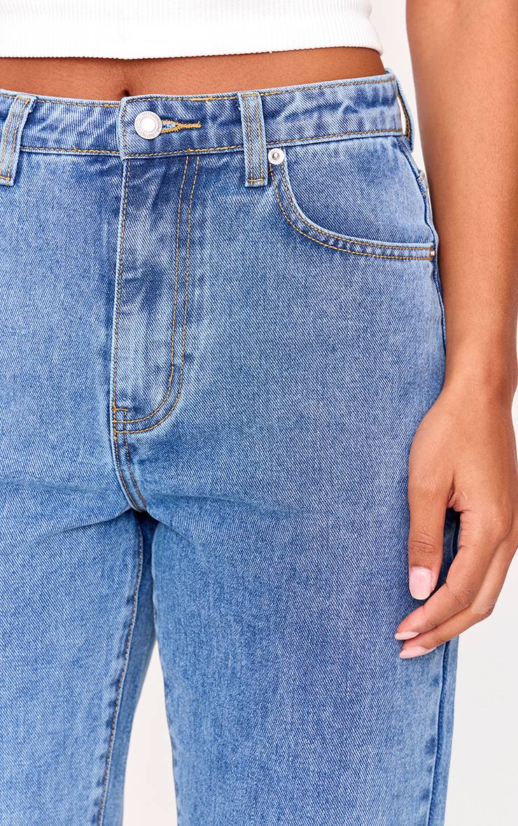 Mid Blue Wash Prettylittlething Jean Droit Taille Haute