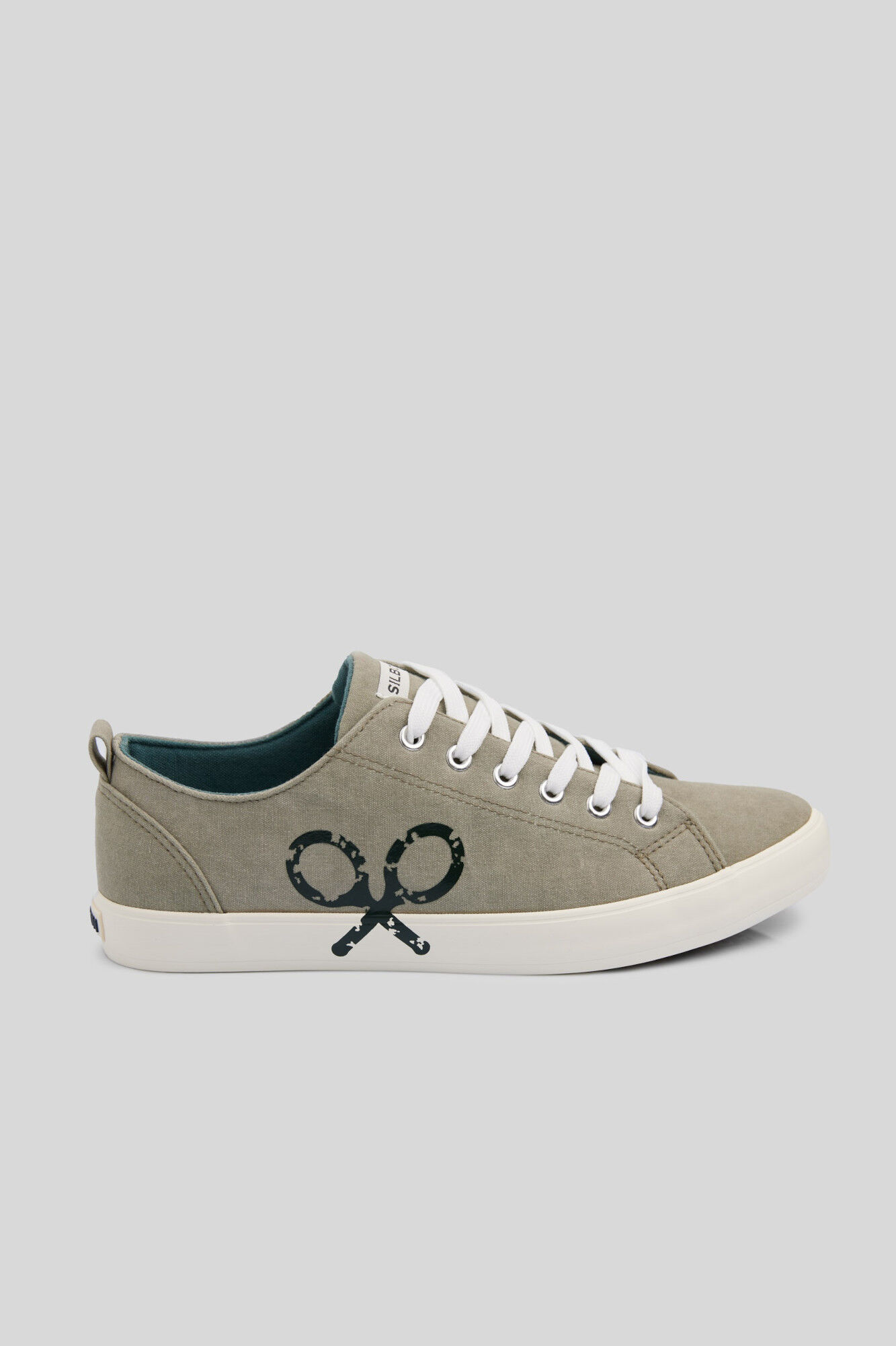 Tênis de lona verde estampada - Cáqui