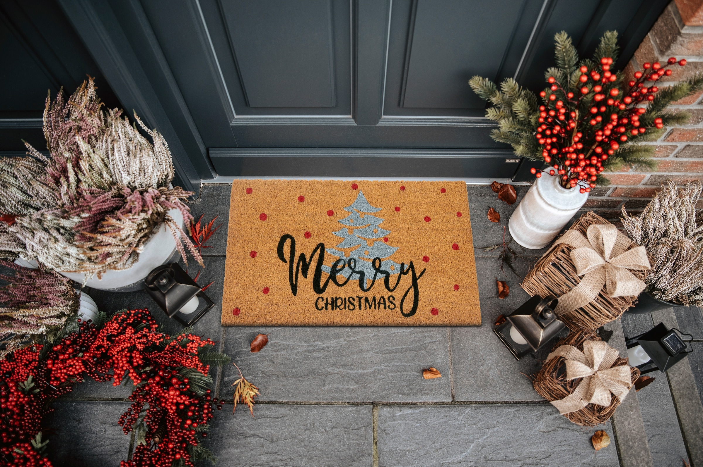 HANSE Home Fussmatte »Kokos Silver Christmas Gifts, Türmatte« rechteckig 15 mm Höhe Schmutzfangmatte, Rutschfest, Outdoor, Weihnachten, Kokosmatte, Flur