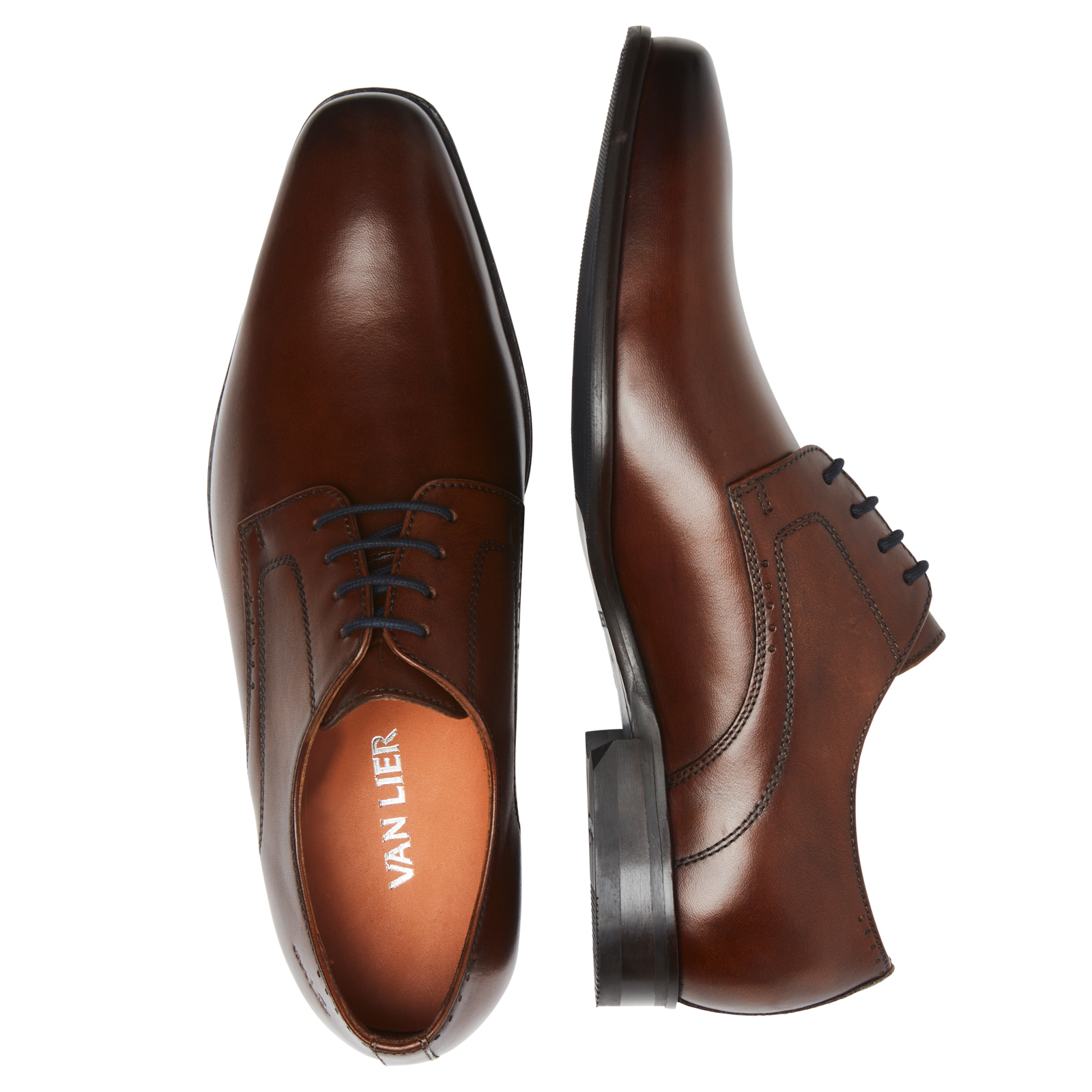 Cognac leren veterschoenen