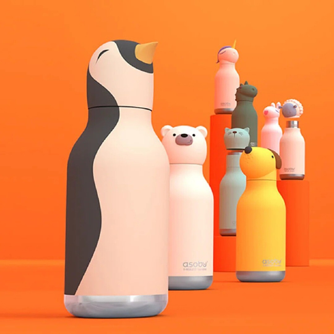 Asobu rvs drinkfles bestie - pinguïn - 460 ml