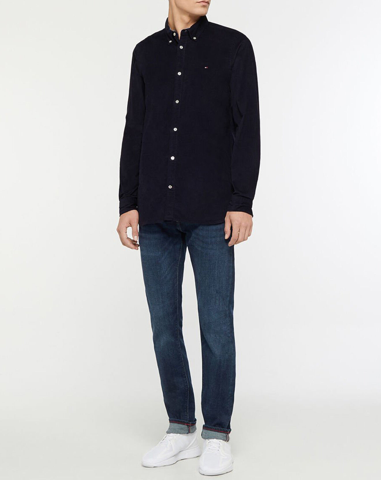 Tommy Hilfiger Chemise Slim en Velours côtelé Flex Corduroy bleu marine