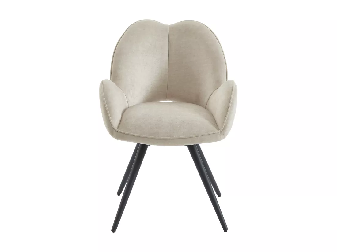 Lot de 2 chaises pivotantes avec accoudoirs en tissu et métal noir - Beige - GULSUN de Maison Céphy