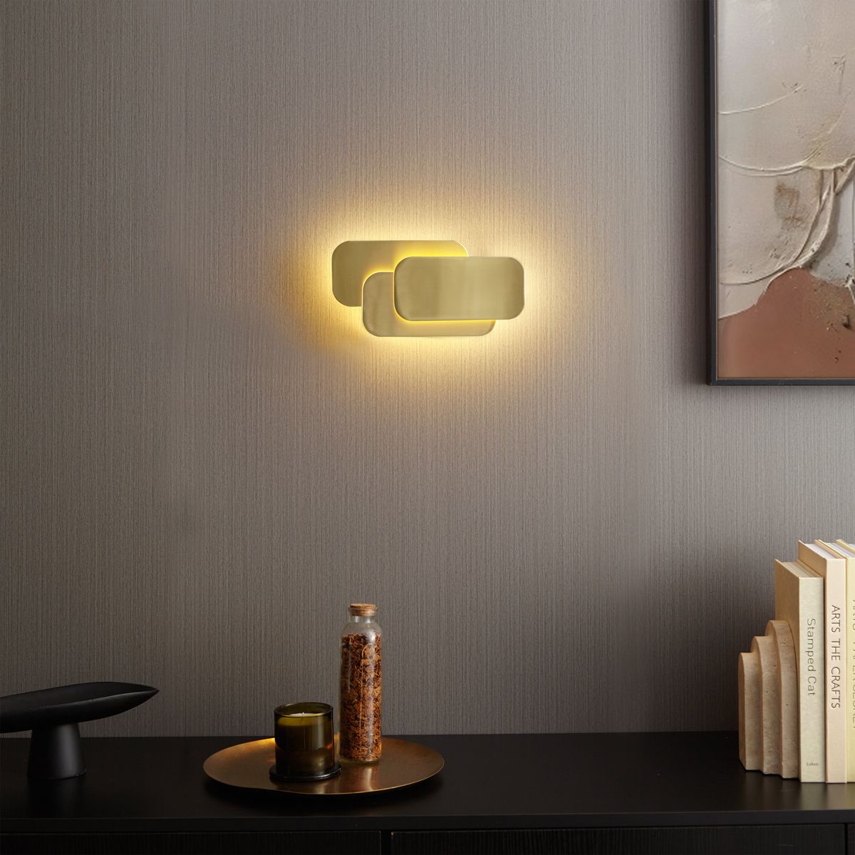 Moderne wandlamp messing incl. LED 3 staps dimbaar - Dias