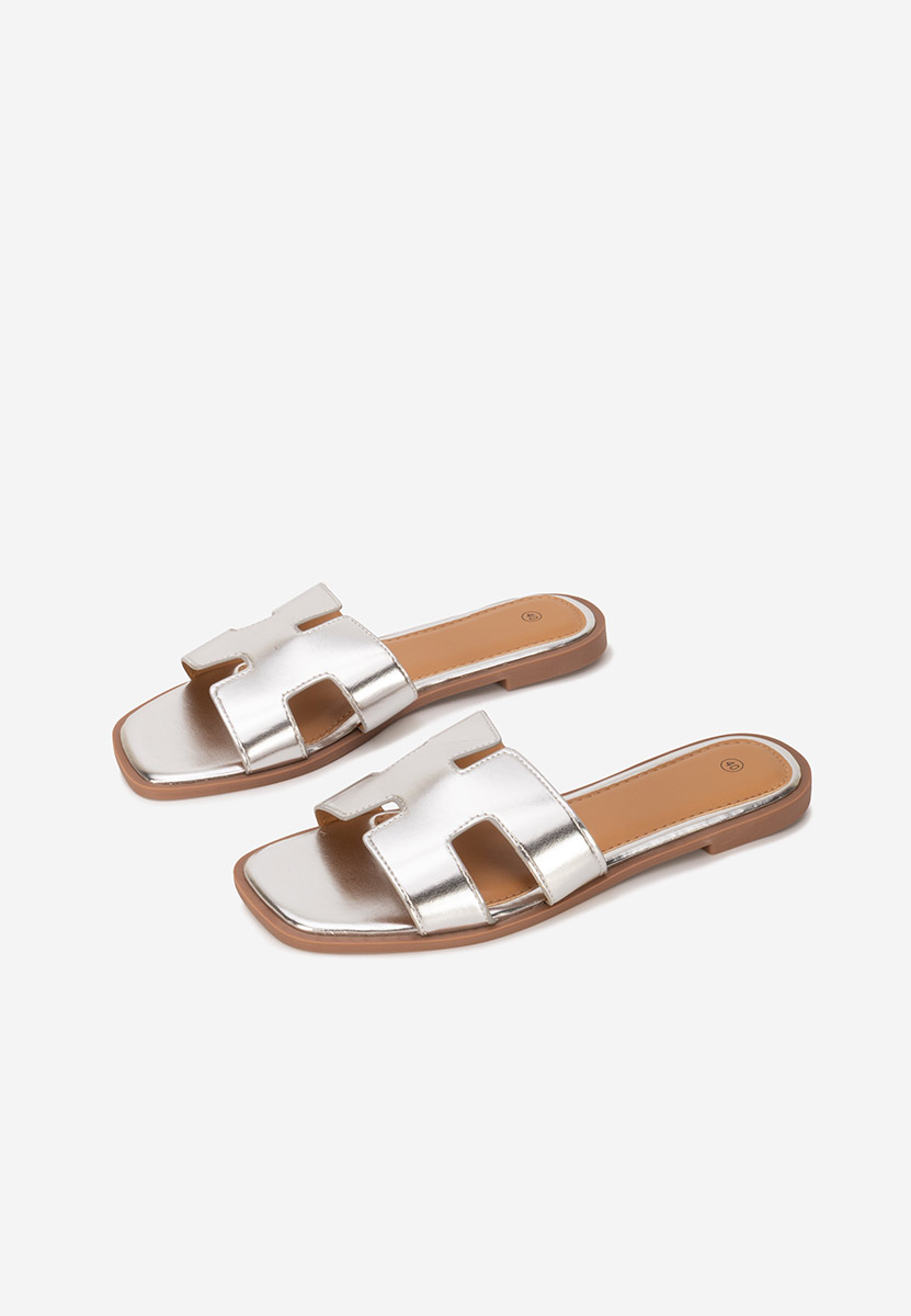 Mules plates femme argent Lecya