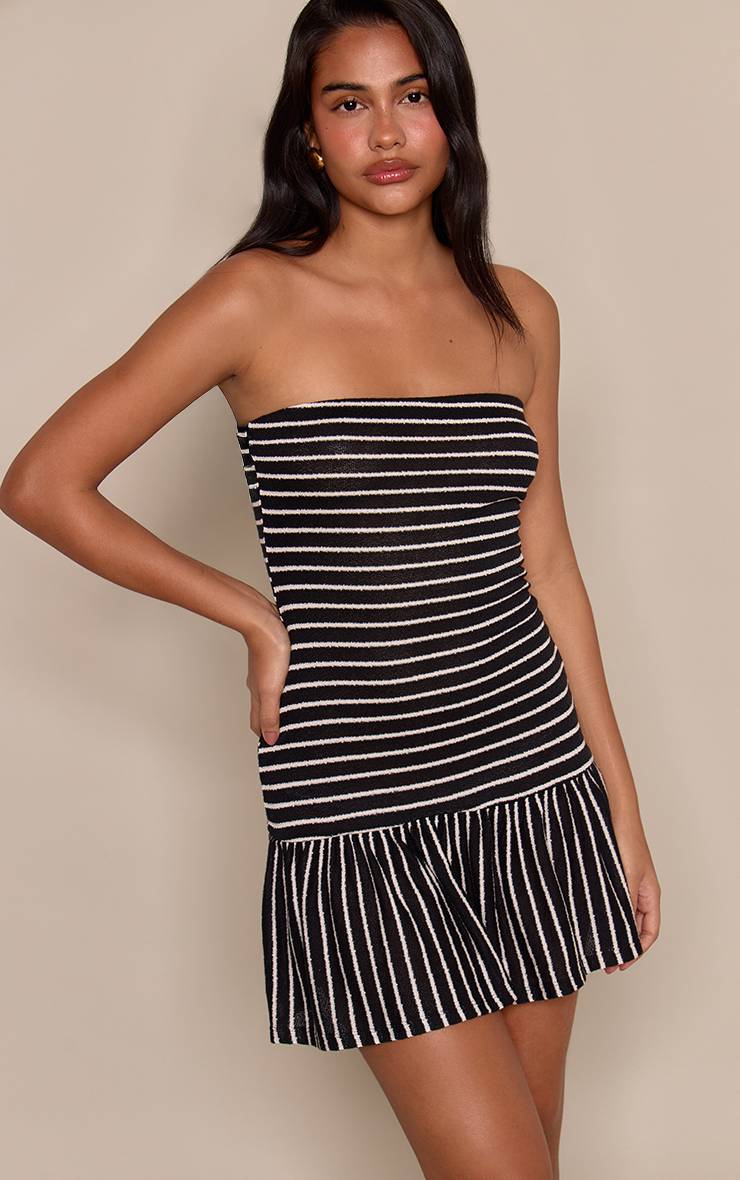 Noir Robe Mini Bandeau À Rayures
