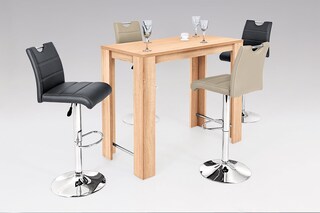 Barhocker Miranda Lederlook Schwarz 38x97-119x50 cm