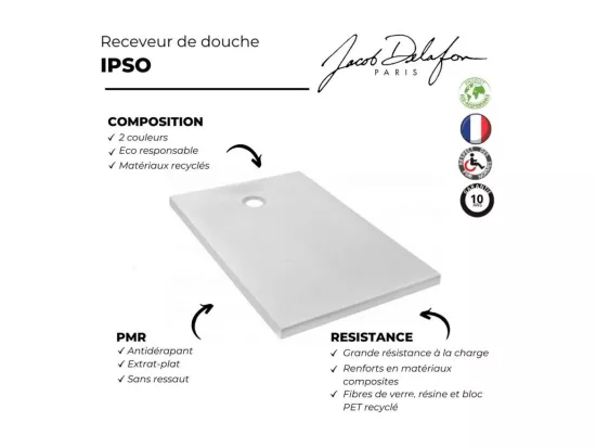 Receveur de douche 90 x 90 JACOB DELAFON Ipso carré blanc