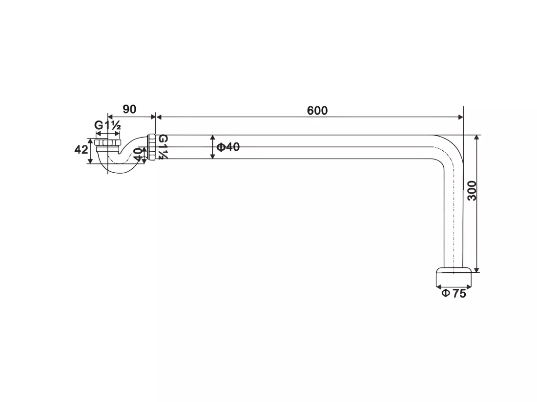 Siphon horizontal pour baignoires anciennes CRAWLEY