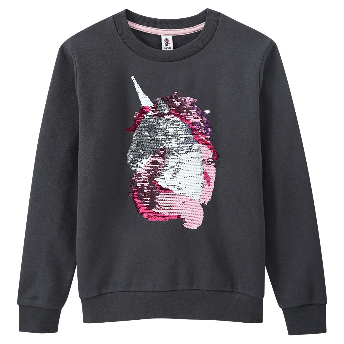 Yigga Mädchen Sweatshirt mit Wendepailletten dunkelgrau
