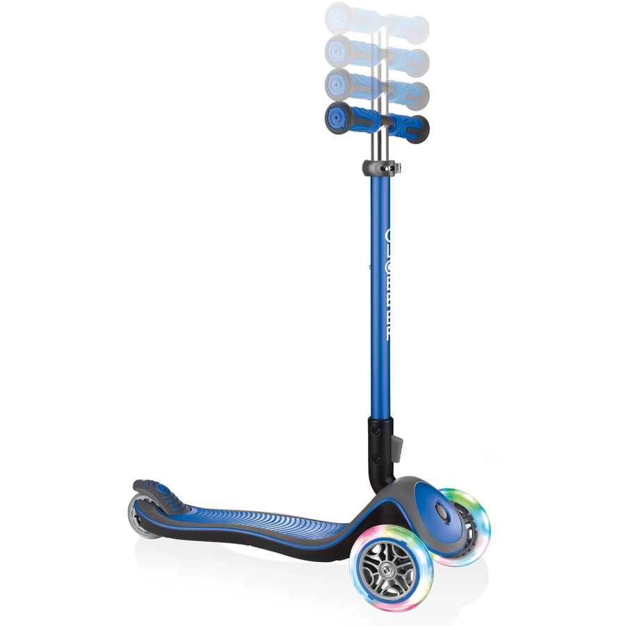 GLOBBER Scooter ELITE DELUXE LIGHTS mit Leuchtrollen, navy-blau