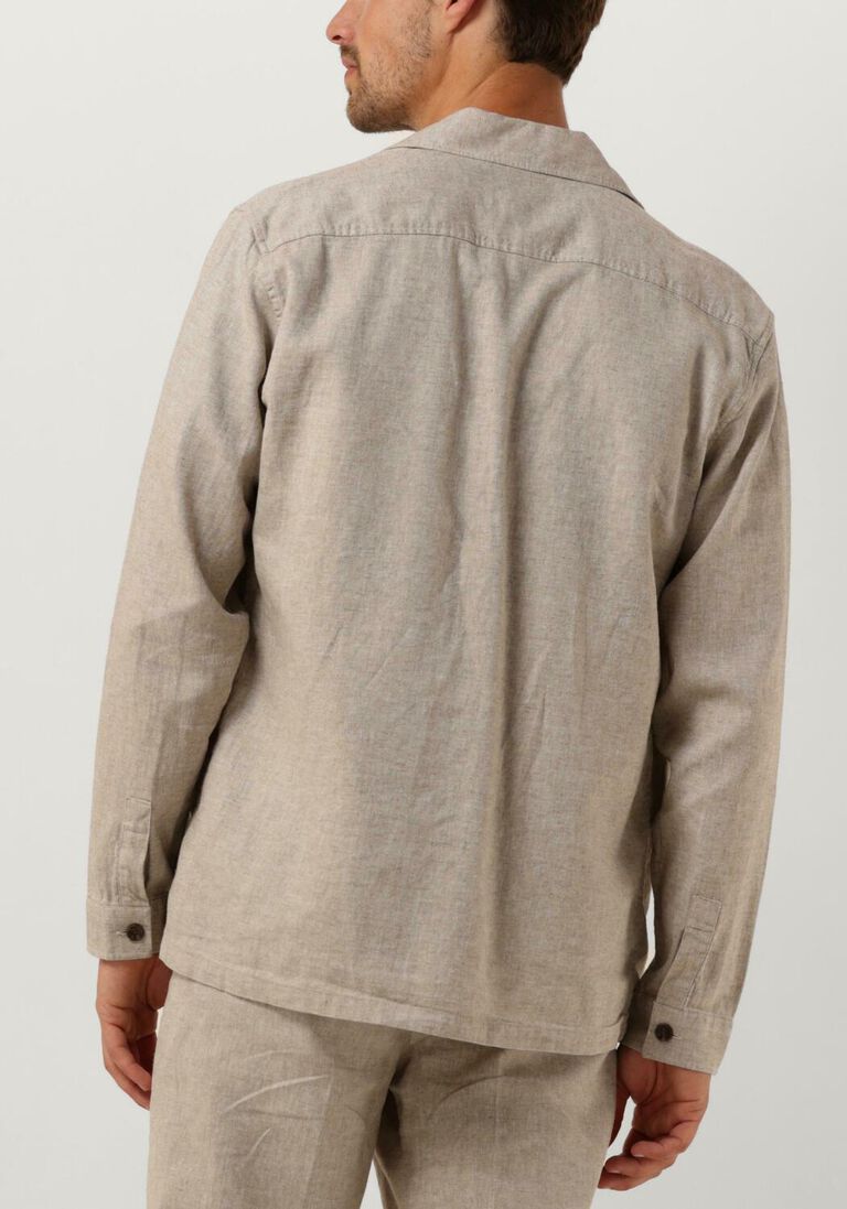 beige profuomo overshirt overshirt co/linen beige