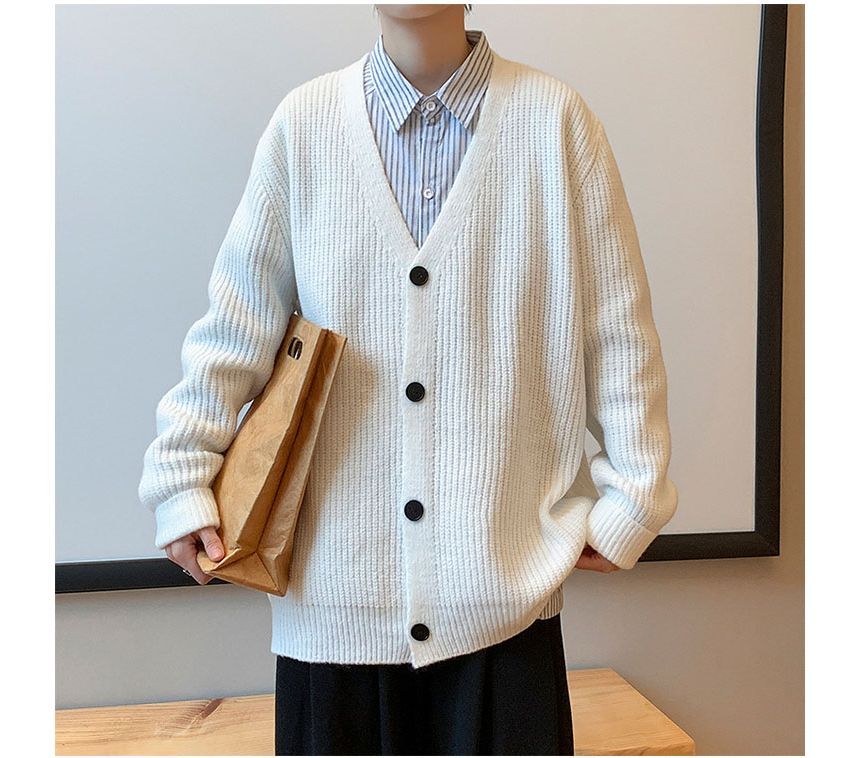 Whyessa - V-hals effen oversized gebreide cardigan